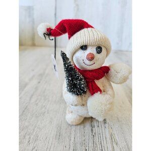 Dept 56 snowman Billy buttons tree hat ornament Xmas decor knit scarf